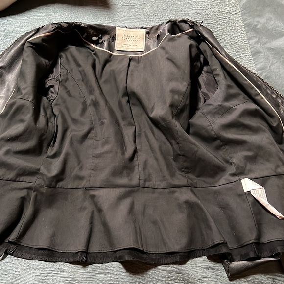 Zara faux leather black peplum jacket size large (**see description) - Picture 8 of 13